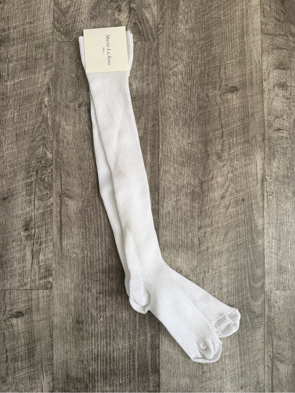Maria La Rosa White Ribbed Metallic/Sparkle Knee-High Socks